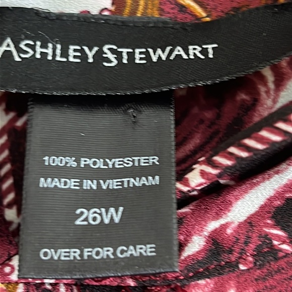 Ashley Stewart Womens Purple Printed Long Sleeve Bow Button Top Blouse 26W PLUS - Picture 5 of 8